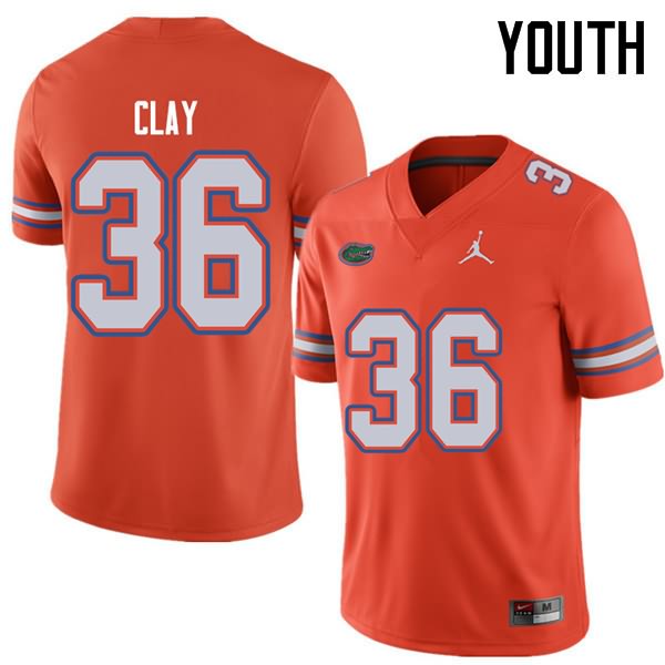 Youth NCAA Florida Gators Robert Clay #36 Stitched Authentic Jordan Brand Orange College Football Jersey EIW8465RJ